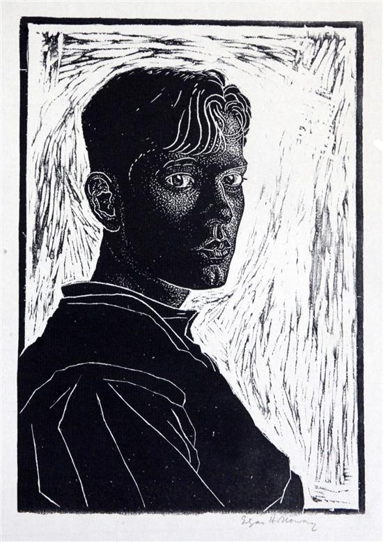 Edgar Holloway (1914-2008) Self Portrait as a young man, 228 x 162mm. (3)